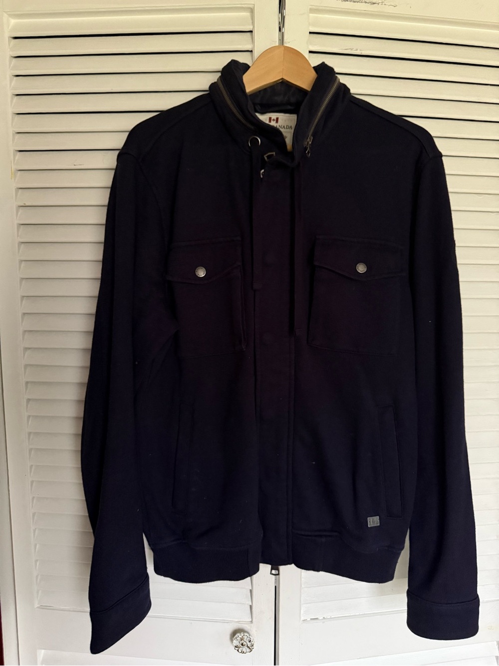 Men's Black Hooded Zip Jacket Roots